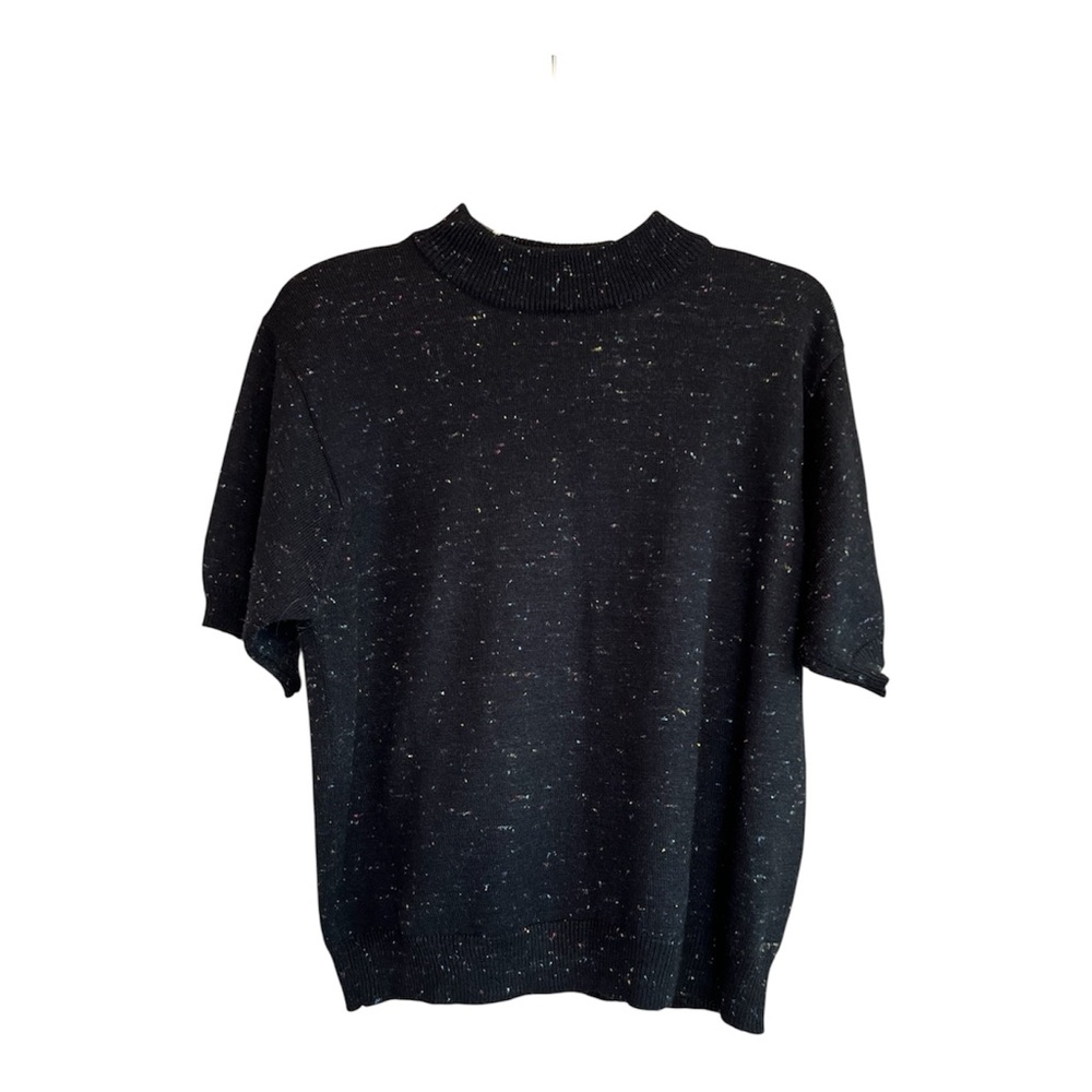 Norton McNaughton Women’s Speckled Colors Black Short Sleeve Mock Turtleneck SZM
